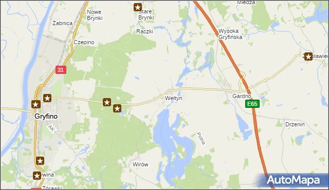 mapa Wełtyń, Wełtyń na mapie Targeo