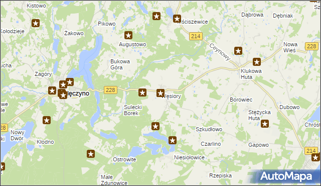 mapa Węsiory, Węsiory na mapie Targeo