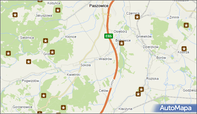 mapa Wiadrów, Wiadrów na mapie Targeo