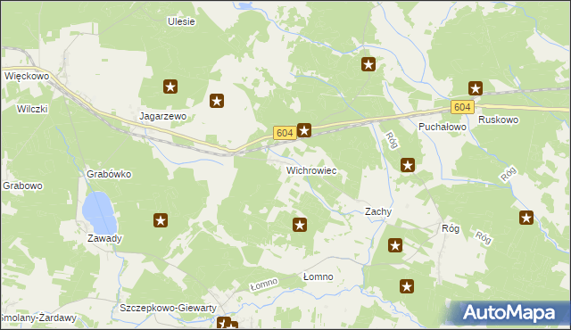 mapa Wichrowiec gmina Janowo, Wichrowiec gmina Janowo na mapie Targeo