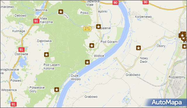 mapa Widlice gmina Gniew, Widlice gmina Gniew na mapie Targeo