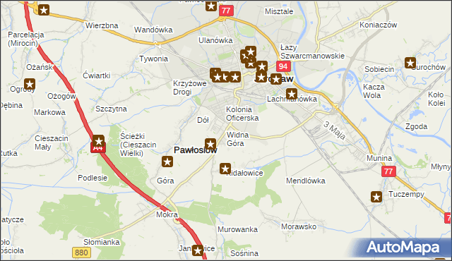 mapa Widna Góra, Widna Góra na mapie Targeo