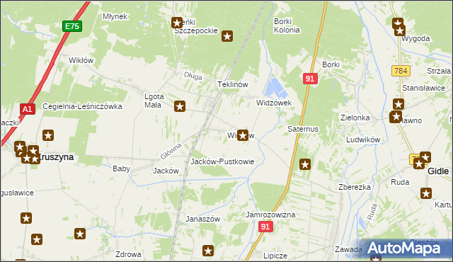 mapa Widzów, Widzów na mapie Targeo