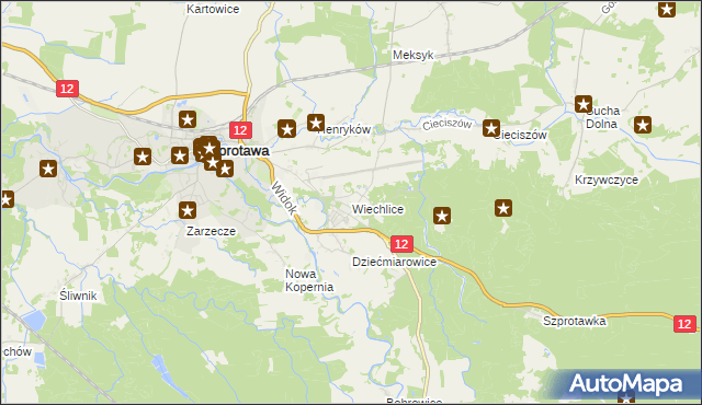 mapa Wiechlice, Wiechlice na mapie Targeo
