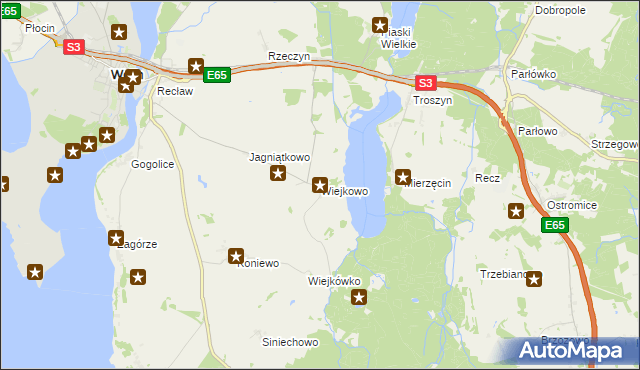 mapa Wiejkowo, Wiejkowo na mapie Targeo