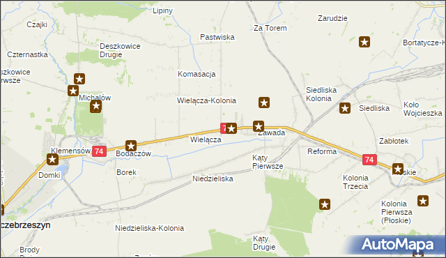 mapa Wielącza Poduchowna, Wielącza Poduchowna na mapie Targeo