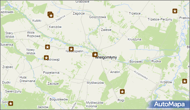 mapa Wielgomłyny, Wielgomłyny na mapie Targeo