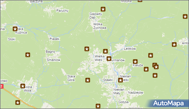 mapa Wielka Wieś gmina Stąporków, Wielka Wieś gmina Stąporków na mapie Targeo
