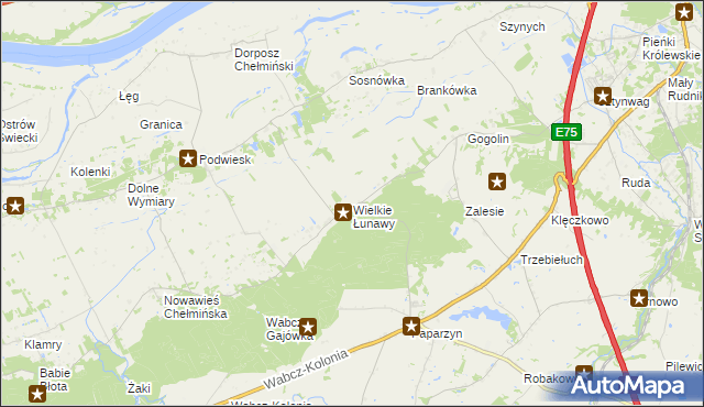 mapa Wielkie Łunawy, Wielkie Łunawy na mapie Targeo