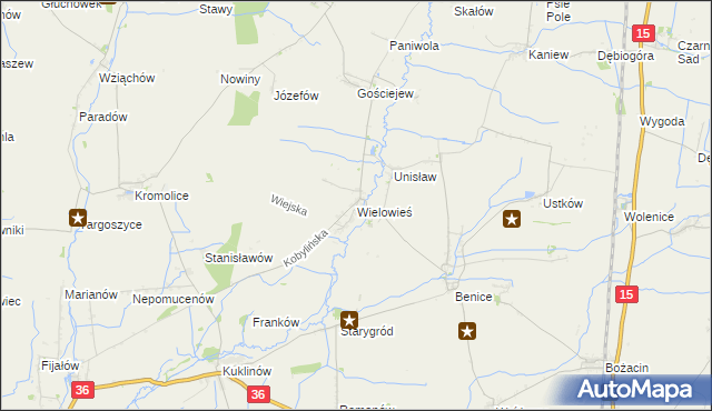 mapa Wielowieś gmina Krotoszyn, Wielowieś gmina Krotoszyn na mapie Targeo