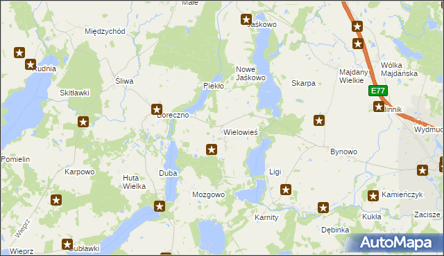 mapa Wielowieś gmina Zalewo, Wielowieś gmina Zalewo na mapie Targeo