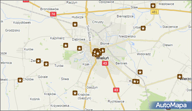 mapa Wieluń, Wieluń na mapie Targeo