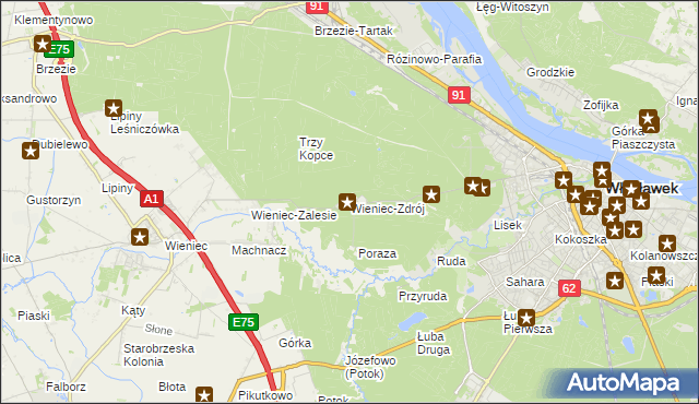 mapa Wieniec-Zdrój, Wieniec-Zdrój na mapie Targeo