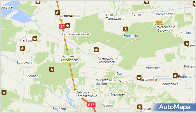 mapa Wieprzów Tarnawacki, Wieprzów Tarnawacki na mapie Targeo
