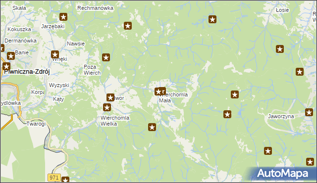 mapa Wierchomla Mała, Wierchomla Mała na mapie Targeo