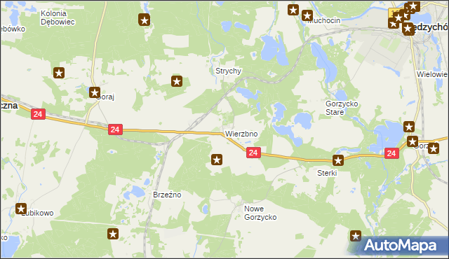 mapa Wierzbno gmina Przytoczna, Wierzbno gmina Przytoczna na mapie Targeo