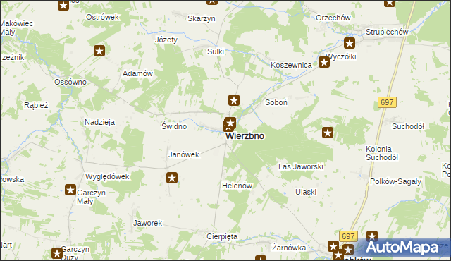 mapa Wierzbno powiat węgrowski, Wierzbno powiat węgrowski na mapie Targeo