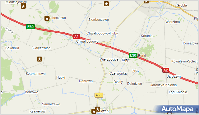 mapa Wierzbocice, Wierzbocice na mapie Targeo