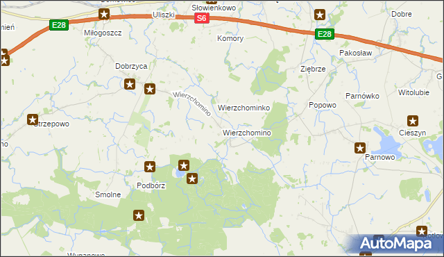 mapa Wierzchomino, Wierzchomino na mapie Targeo