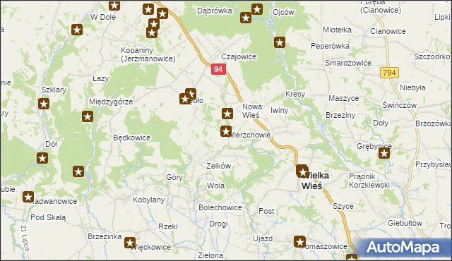 mapa Wierzchowie, Wierzchowie na mapie Targeo