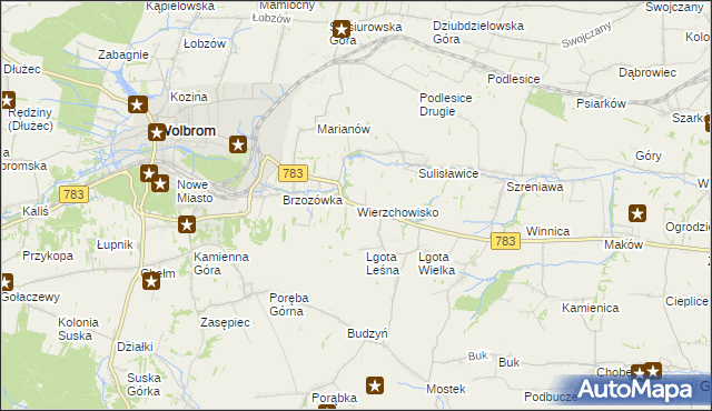 mapa Wierzchowisko gmina Wolbrom, Wierzchowisko gmina Wolbrom na mapie Targeo