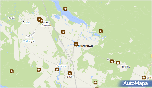 mapa Wierzchowo powiat drawski, Wierzchowo powiat drawski na mapie Targeo