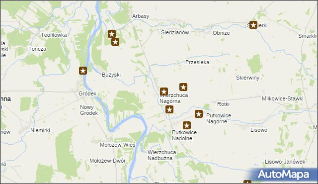 mapa Wierzchuca Nagórna, Wierzchuca Nagórna na mapie Targeo