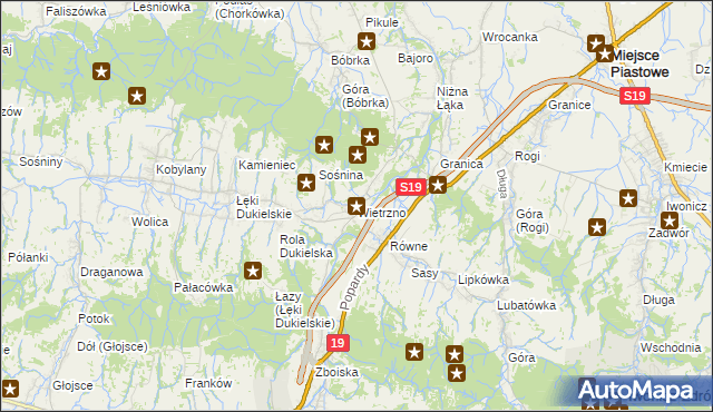 mapa Wietrzno gmina Dukla, Wietrzno gmina Dukla na mapie Targeo