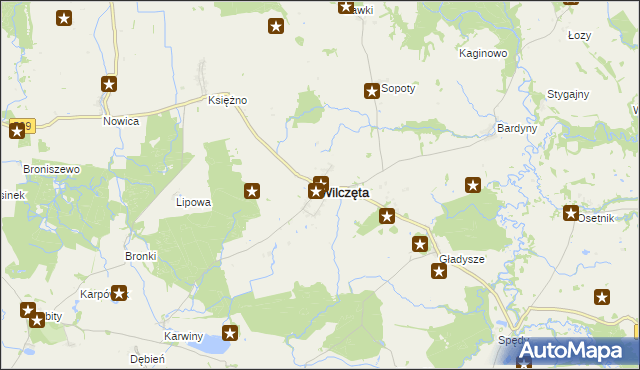 mapa Wilczęta, Wilczęta na mapie Targeo