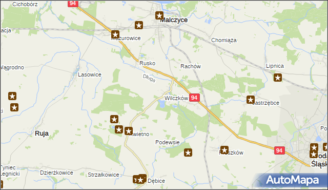 mapa Wilczków gmina Malczyce, Wilczków gmina Malczyce na mapie Targeo