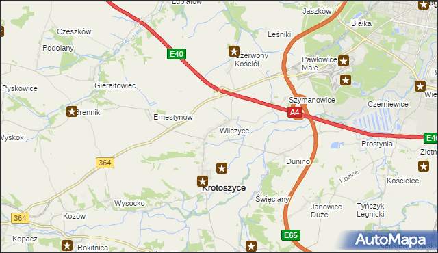 mapa Wilczyce gmina Krotoszyce, Wilczyce gmina Krotoszyce na mapie Targeo