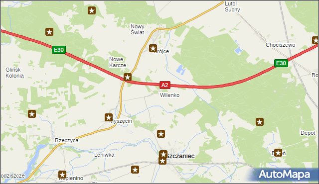 mapa Wilenko, Wilenko na mapie Targeo