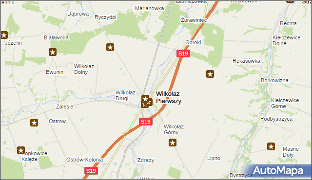 mapa Wilkołaz Pierwszy, Wilkołaz Pierwszy na mapie Targeo