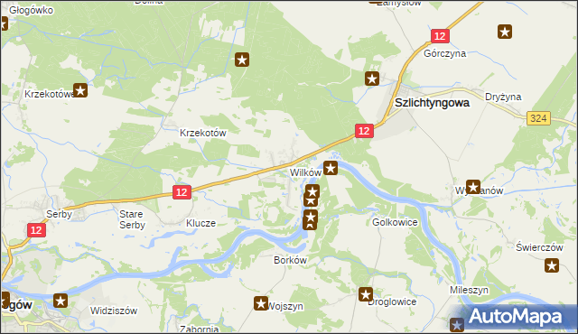 mapa Wilków gmina Głogów, Wilków gmina Głogów na mapie Targeo