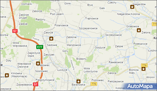 mapa Wilków gmina Kocmyrzów-Luborzyca, Wilków gmina Kocmyrzów-Luborzyca na mapie Targeo