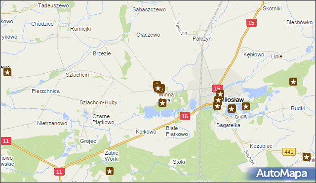 mapa Winna Góra gmina Środa Wielkopolska, Winna Góra gmina Środa Wielkopolska na mapie Targeo