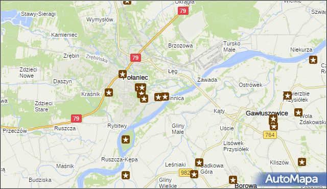 mapa Winnica gmina Połaniec, Winnica gmina Połaniec na mapie Targeo