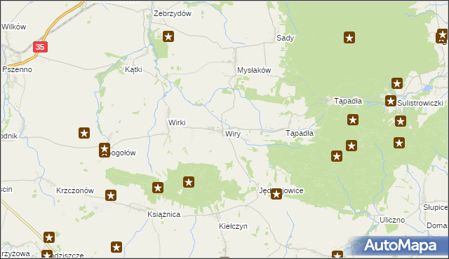 mapa Wiry gmina Marcinowice, Wiry gmina Marcinowice na mapie Targeo