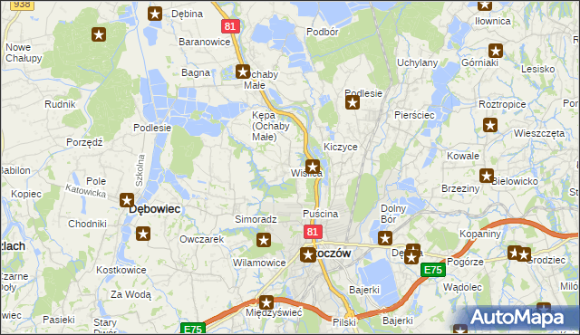 mapa Wiślica gmina Skoczów, Wiślica gmina Skoczów na mapie Targeo