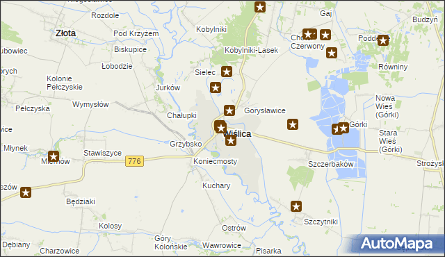 mapa Wiślica powiat buski, Wiślica powiat buski na mapie Targeo