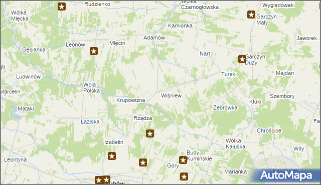 mapa Wiśniew gmina Jakubów, Wiśniew gmina Jakubów na mapie Targeo