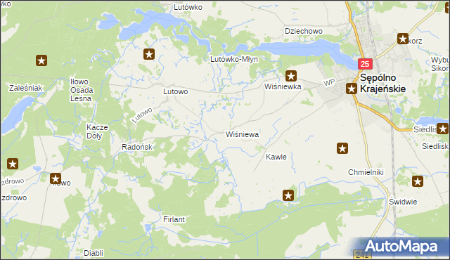 mapa Wiśniewa gmina Sępólno Krajeńskie, Wiśniewa gmina Sępólno Krajeńskie na mapie Targeo