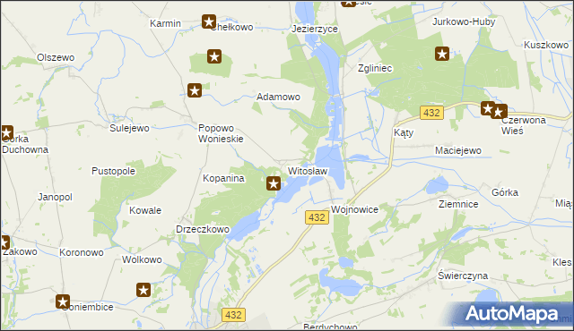 mapa Witosław gmina Osieczna, Witosław gmina Osieczna na mapie Targeo