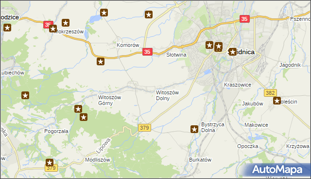 mapa Witoszów Dolny, Witoszów Dolny na mapie Targeo