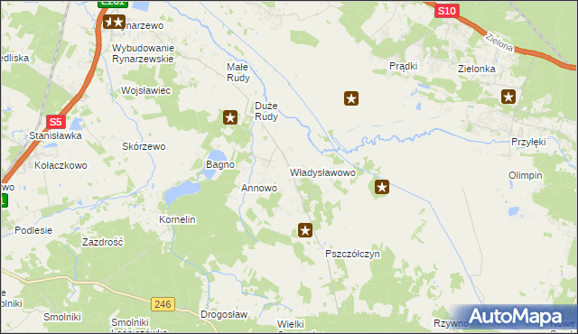 mapa Władysławowo gmina Łabiszyn, Władysławowo gmina Łabiszyn na mapie Targeo