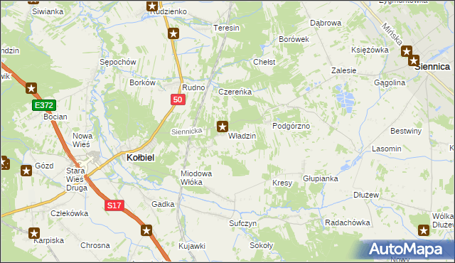 mapa Władzin, Władzin na mapie Targeo