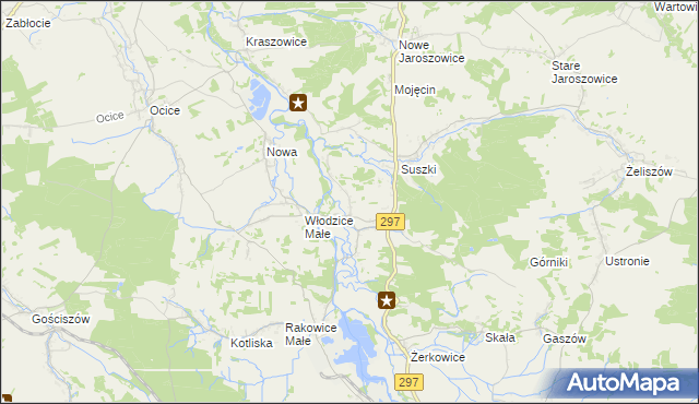 mapa Włodzice Wielkie, Włodzice Wielkie na mapie Targeo