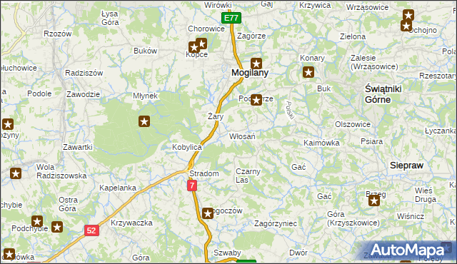 mapa Włosań, Włosań na mapie Targeo