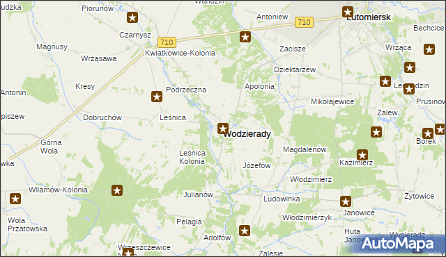 mapa Wodzierady, Wodzierady na mapie Targeo