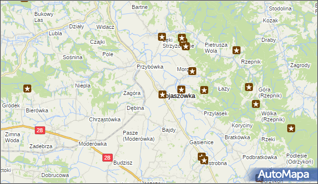 mapa Wojaszówka, Wojaszówka na mapie Targeo